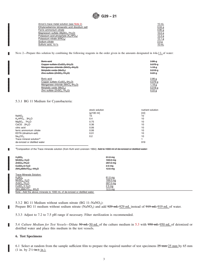 REDLINE ASTM G29-21 - Standard Practice for  Determining Cyanobacterial Resistance of Polymeric Films