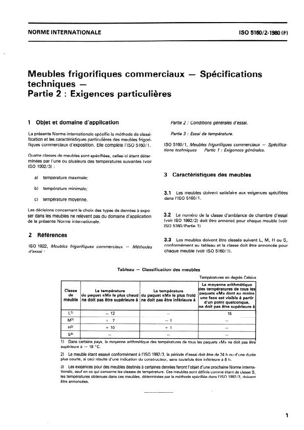 ISO 5160-2:1980 - Meubles frigorifiques commerciaux -- Spécifications techniques