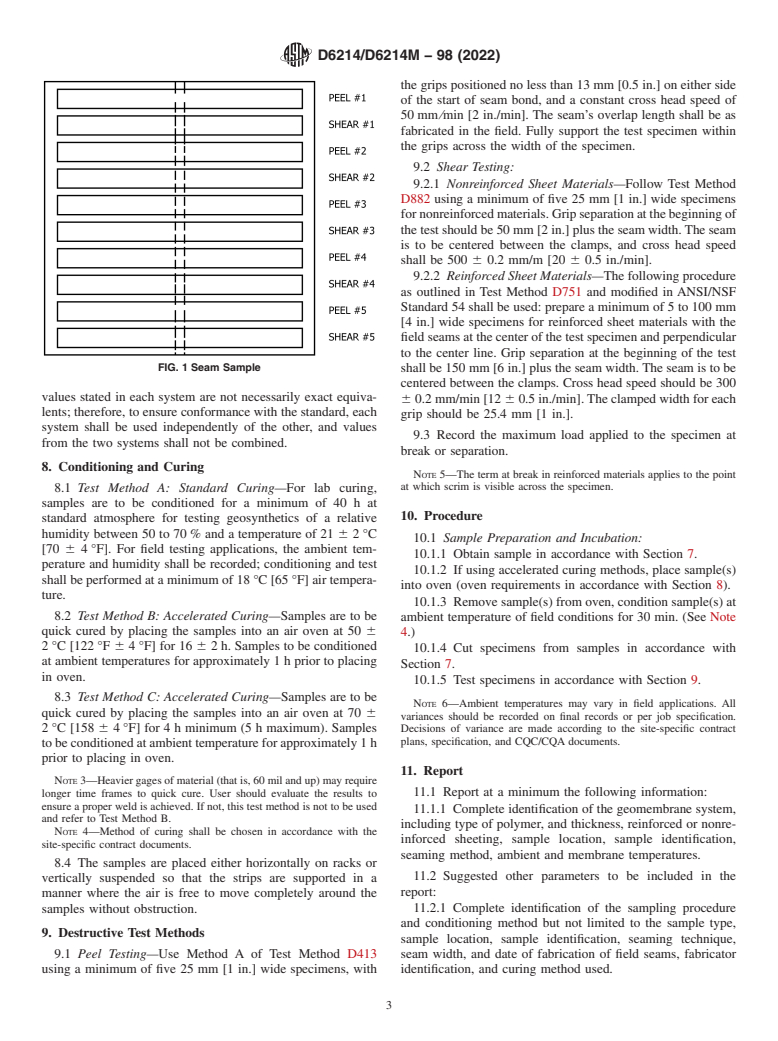 ASTM D6214/D6214M-98(2022) - Standard Test Method for Determining the Integrity of Field Seams Used in Joining Geomembranes  by Chemical Fusion Methods