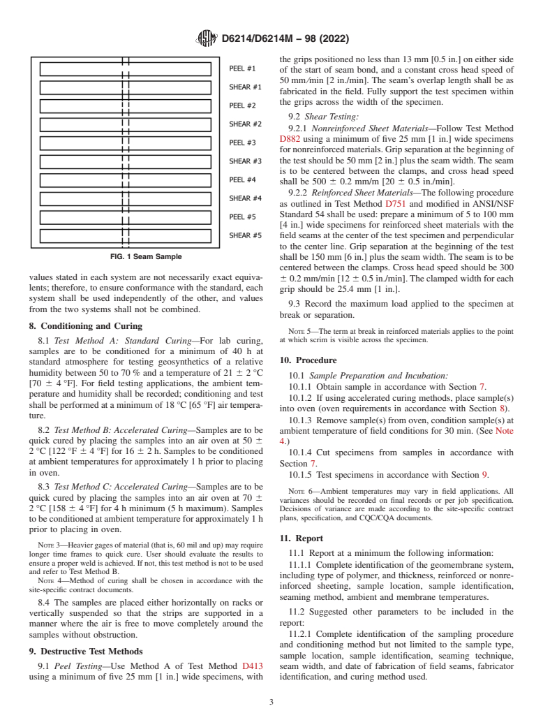 ASTM D6214/D6214M-98(2022) - Standard Test Method for Determining the Integrity of Field Seams Used in Joining Geomembranes  by Chemical Fusion Methods