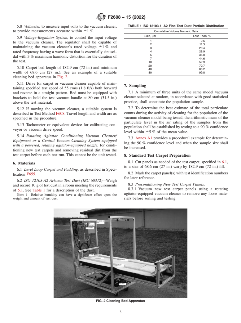 ASTM F2608-15(2022) - Standard Test Method for  Determining the Change in Room Air Particulate Counts as a  Result of the Vacuum Cleaning Process