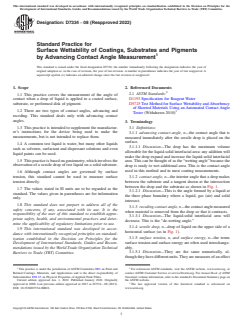 ASTM D7334-08(2022) ASTM D7334-08(2022) - Standard Practice for Surface Wettability of Coatings, Substrates and Pigments by Advancing Contact Angle Measurement - Page 1 preview