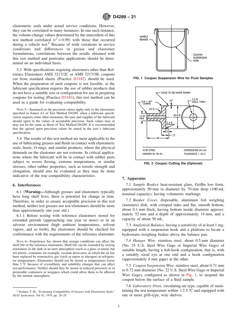 ASTM D4289-21 - Standard Test Method for  Elastomer Compatibility of Lubricating Greases and Fluids