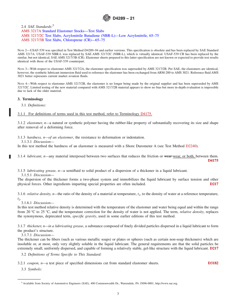 REDLINE ASTM D4289-21 - Standard Test Method for  Elastomer Compatibility of Lubricating Greases and Fluids