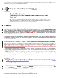 ASTM B611-21 REDLINE ASTM B611-21 - Standard Test Method for Determining the High Stress Abrasion Resistance of Hard Materials - Page 1 preview