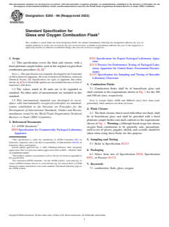 ASTM E205-96(2022) ASTM E205-96(2022) - Standard Specification for Glass and Oxygen Combustion Flask - Page 1 preview