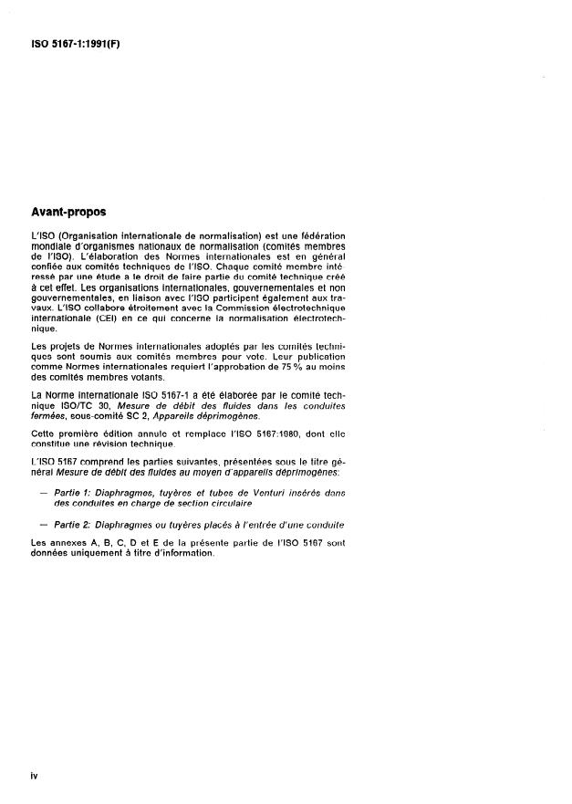 ISO 5167-1:1991 ISO 5167-1:1991 - Mesure de débit des fluides au moyen d'appareils déprimogenes - Page 4 preview
