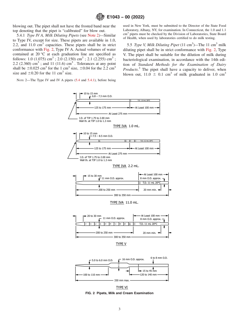 ASTM E1043-00(2022) - Standard Specification for  Pipets, Milk and Cream Examination