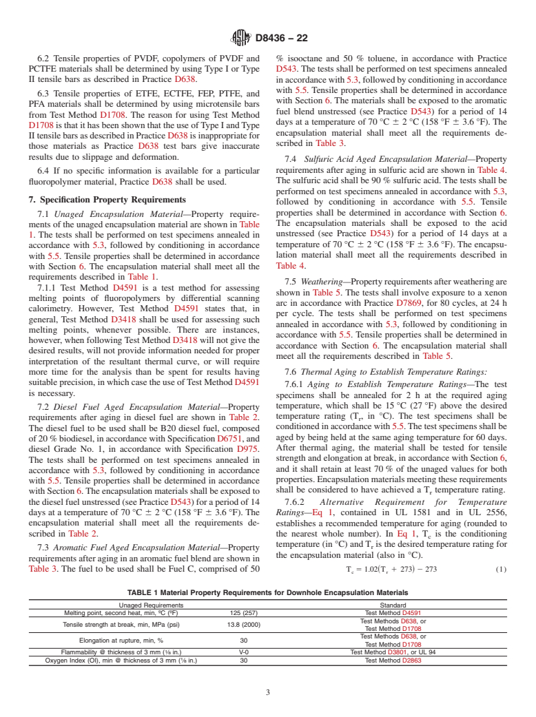 ASTM D8436-22 - Standard Specification for Fluoropolymer-based Materials for Use for Encapsulation of  Downhole Cable