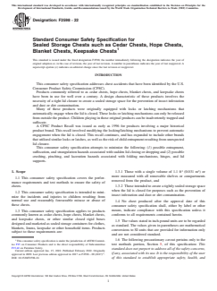 ASTM F2598-22 - Standard Consumer Safety Specification for  Sealed Storage Chests such as Cedar Chests, Hope Chests, Blanket  Chests, Keepsake Chests
