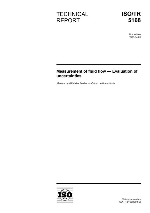 ISO/TR 5168:1998 - Measurement of fluid flow -- Evaluation of uncertainties