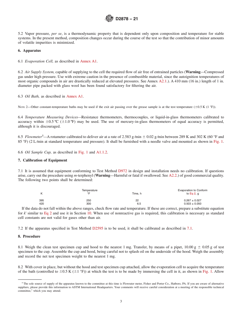 REDLINE ASTM D2878-21 - Standard Test Method for  Estimating Apparent Vapor Pressures and Molecular Weights of   Lubricating Oils