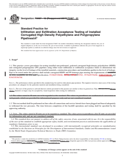 REDLINE ASTM F2487-21 - Standard Practice for  Infiltration and Exfiltration Acceptance Testing of Installed  Corrugated   High Density Polyethylene and Polypropylene Pipelines