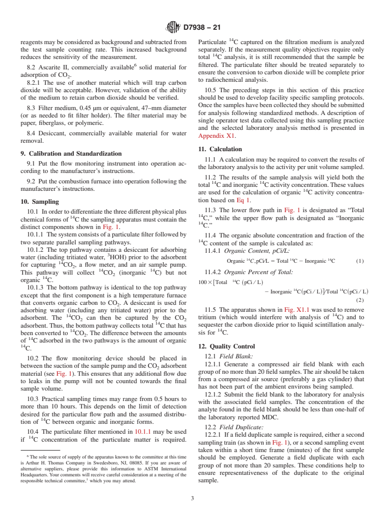 ASTM D7938-21 - Standard Practice for Sampling of C-14 in Gaseous Effluents