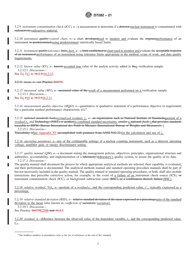 REDLINE ASTM D7282-21 - Standard Practice for Setup, Calibration, and Quality Control of Instruments Used  for Radioactivity Measurements