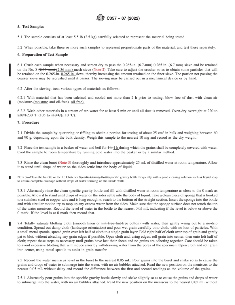 REDLINE ASTM C357-07(2022) - Standard Test Method for Bulk Density of Granular Refractory Materials