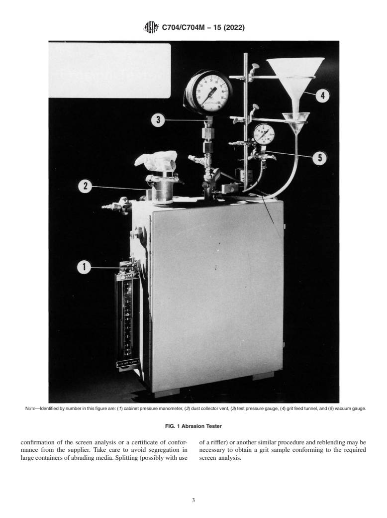 ASTM C704/C704M-15(2022) - Standard Test Method for Abrasion Resistance of Refractory Materials at Room Temperature