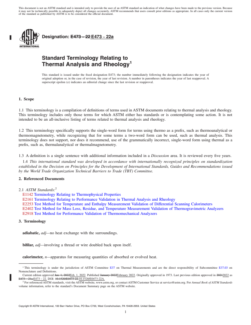 REDLINE ASTM E473-22a - Standard Terminology Relating to  Thermal Analysis and Rheology