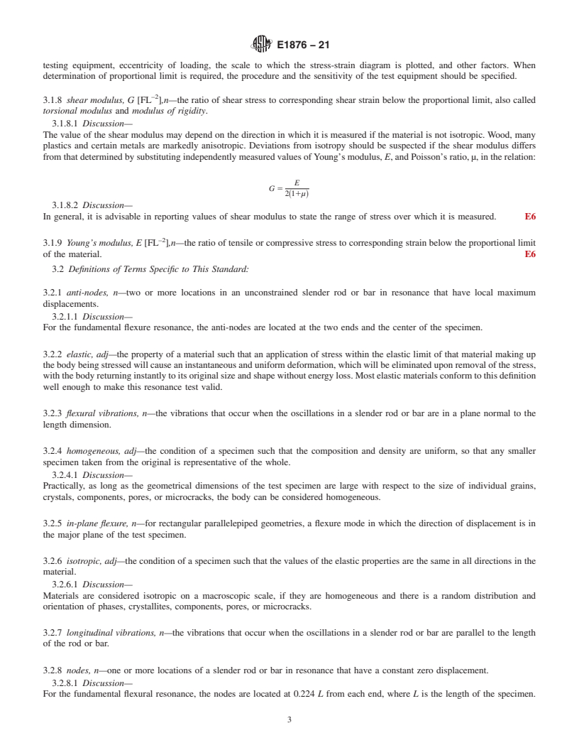 REDLINE ASTM E1876-21 - Standard Test Method for  Dynamic Young's Modulus, Shear Modulus, and Poisson's Ratio  by Impulse Excitation of Vibration