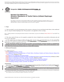 ASTM D3886-22 REDLINE ASTM D3886-22 - Standard Test Method for Abrasion Resistance of Textile Fabrics (Inflated Diaphragm Apparatus) - Page 1 preview