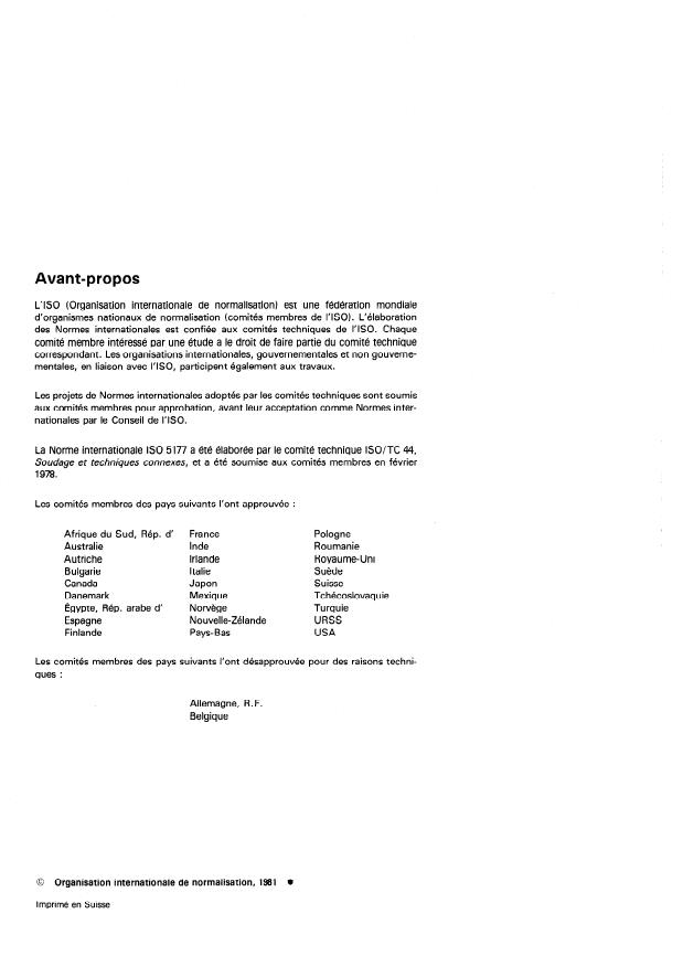 ISO 5177:1981 ISO 5177:1981 - Joints soudés bout a bout par fusion dans l'acier -- Essais de pliages transversaux latéraux - Page 2 preview