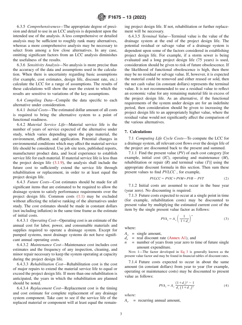 ASTM F1675-13(2022) - Standard Practice for  Life-Cycle Cost Analysis of Plastic Pipe Used for Culverts,  Storm Sewers, and Other Buried Conduits