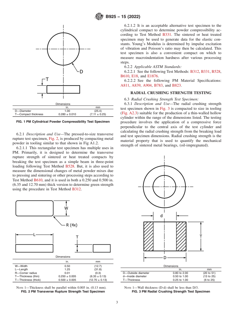 ASTM B925-15(2022) - Standard Practices for  Production and Preparation of Powder Metallurgy (PM) Test Specimens