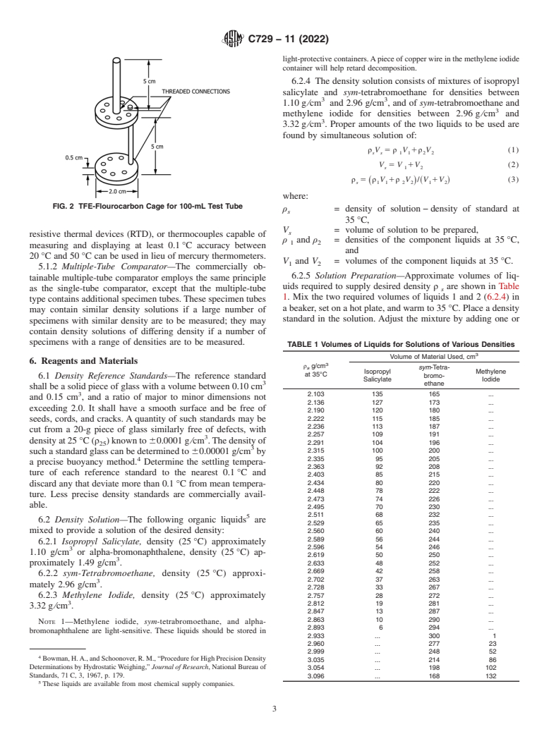 ASTM C729-11(2022) - Standard Test Method for  Density of Glass by the Sink-Float Comparator