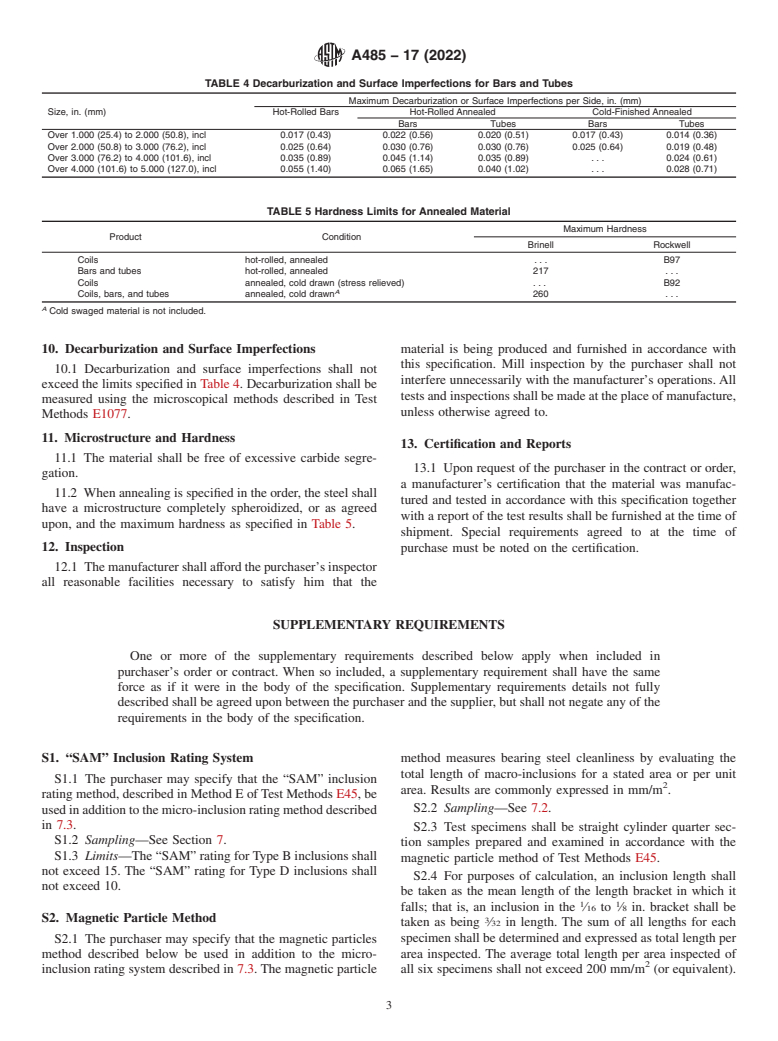 ASTM A485-17(2022) - Standard Specification for High Hardenability Antifriction Bearing Steel