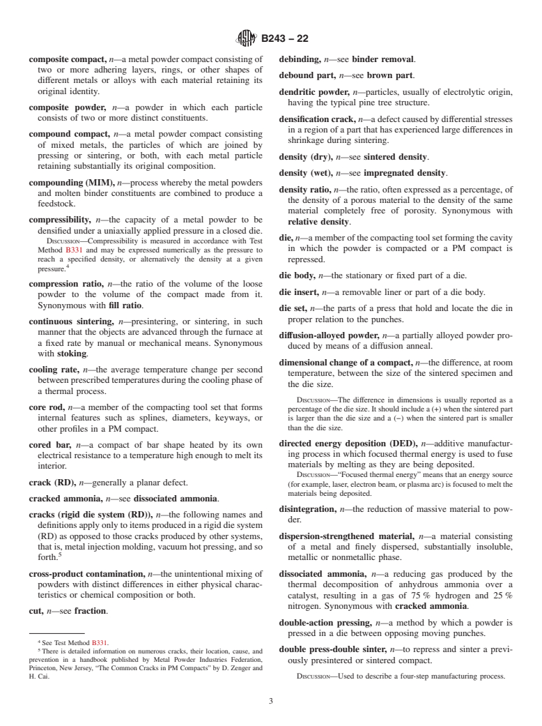 ASTM B243-22 - Standard Terminology of  Powder Metallurgy