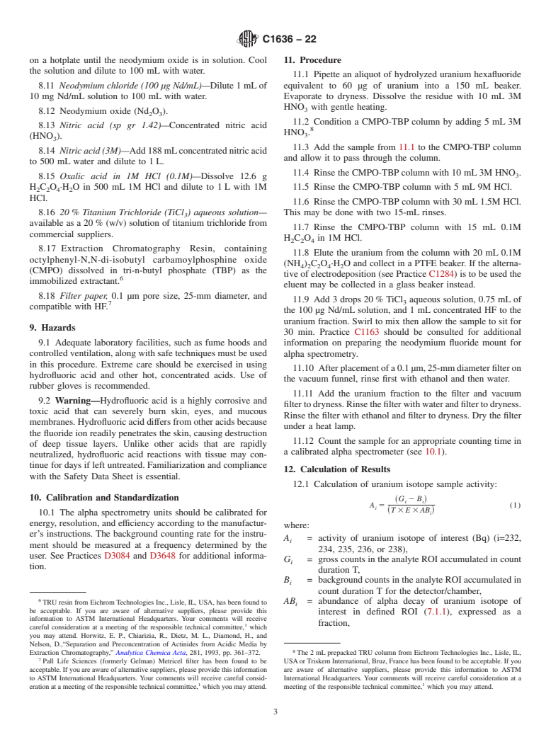 ASTM C1636-22 - Standard Guide for Determination of Uranium-232 in Uranium Hexafluoride