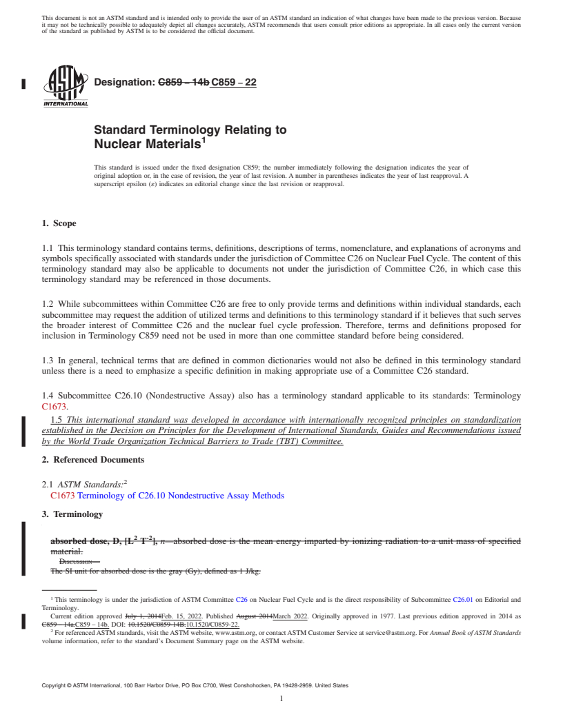 REDLINE ASTM C859-22 - Standard Terminology Relating to  Nuclear Materials