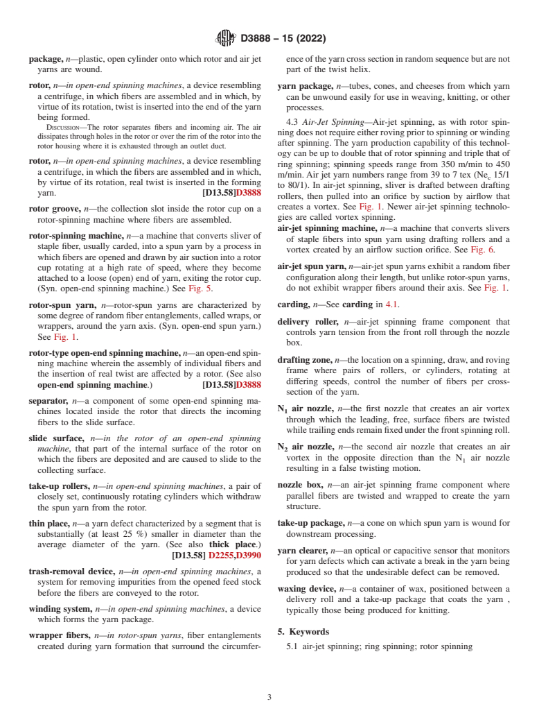 ASTM D3888-15(2022) - Standard Terminology for  Yarn Spinning Systems