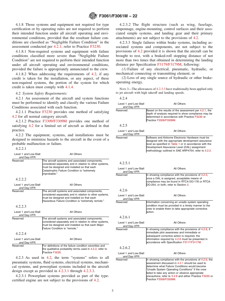 ASTM F3061/F3061M-22 - Standard Specification for Systems and Equipment in Aircraft