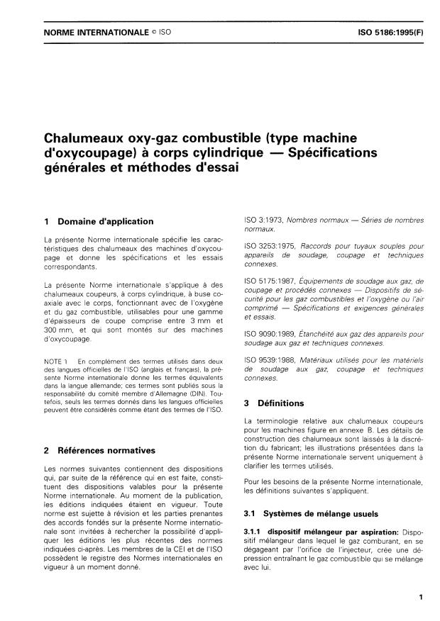 ISO 5186:1995 - Chalumeaux oxy-gaz combustible (type machine d'oxycoupage) a corps cylindrique -- Spécifications générales et méthodes d'essai