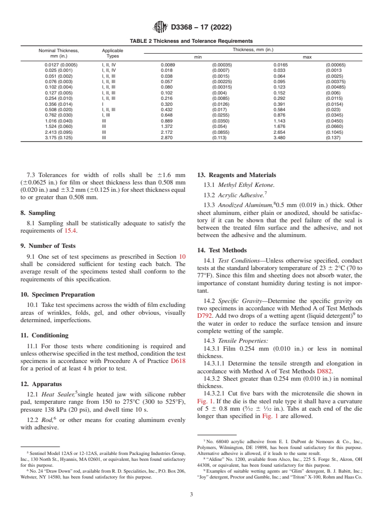 ASTM D3368-17(2022) - Standard Specification for FEP Sheet and Film