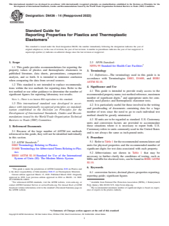 ASTM D6436-14(2022) ASTM D6436-14(2022) - Standard Guide for Reporting Properties for Plastics and Thermoplastic Elastomers - Page 1 preview
