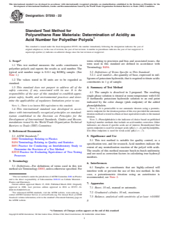 ASTM D7253-22 ASTM D7253-22 - Standard Test Method for Polyurethane Raw Materials: Determination of Acidity as Acid Number for Polyether Polyols - Page 1 preview