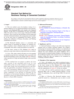 ASTM B294-22 ASTM B294-22 - Standard Test Method for Hardness Testing of Cemented Carbides - Page 1 preview
