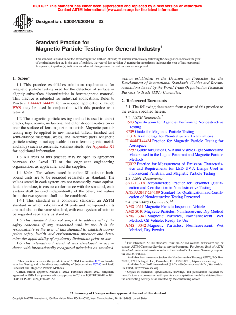 ASTM E3024/E3024M-22 - Standard Practice for Magnetic Particle Testing for General Industry