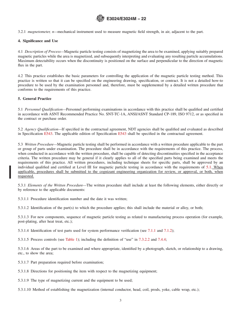 REDLINE ASTM E3024/E3024M-22 - Standard Practice for Magnetic Particle Testing for General Industry