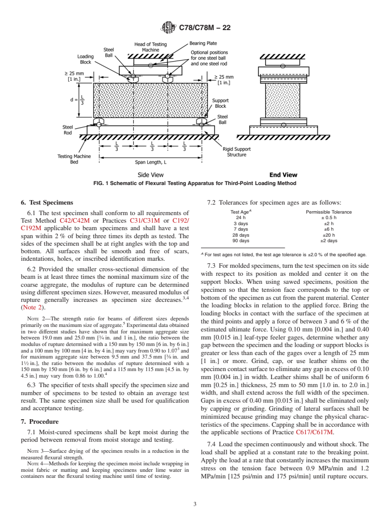 ASTM C78/C78M-22 - Standard Test Method for  Flexural Strength of Concrete (Using Simple Beam with Third-Point  Loading)