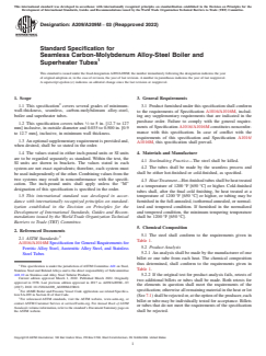 ASTM A209/A209M-03(2022) ASTM A209/A209M-03(2022) - Standard Specification for Seamless Carbon-Molybdenum Alloy-Steel Boiler and Superheater Tubes - Page 1 preview