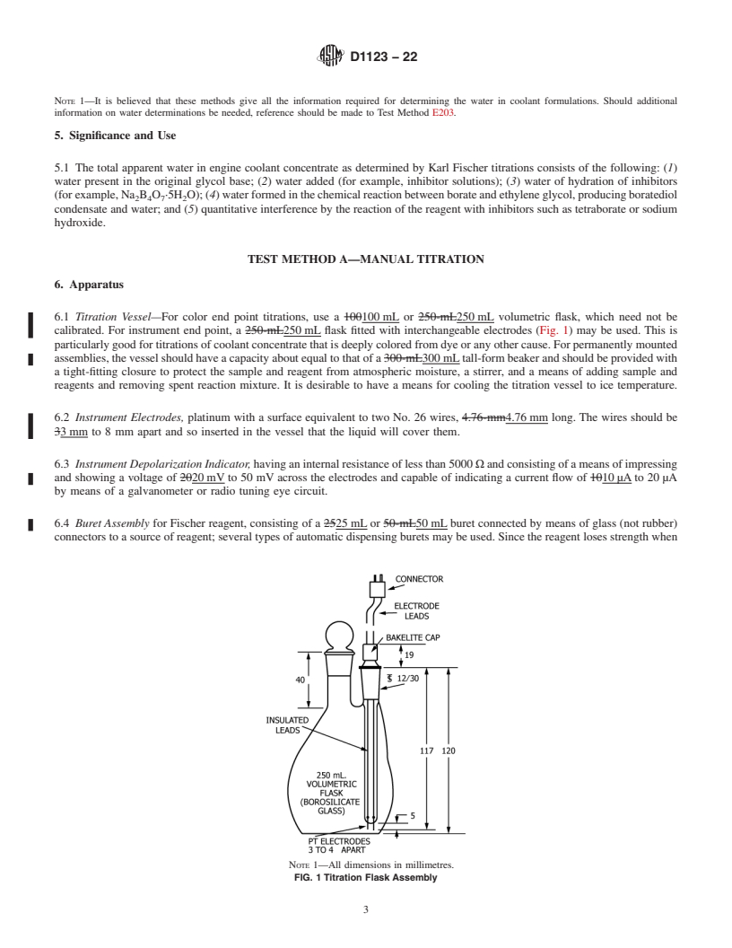 REDLINE ASTM D1123-22 - Standard Test Methods for Water in Engine Coolant Concentrate by the Karl Fischer Reagent  Method