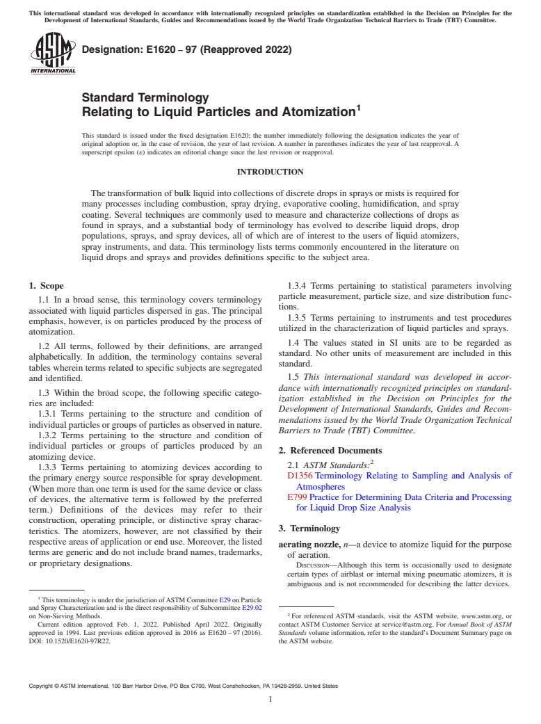 ASTM E1620-97(2022) - Standard Terminology  Relating to Liquid Particles and Atomization