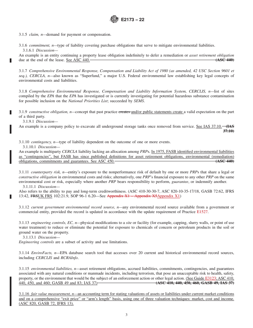 REDLINE ASTM E2173-22 - Standard Guide for  Disclosure of Environmental Liabilities