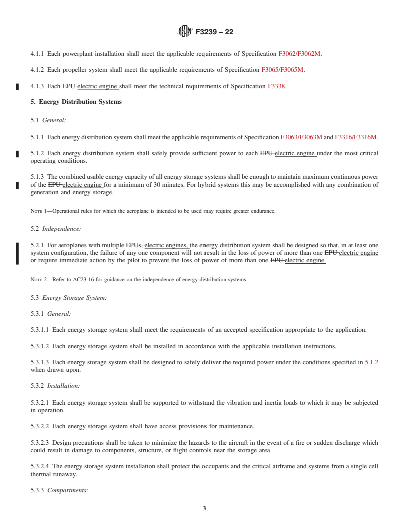 REDLINE ASTM F3239-22 - Standard Specification for Aircraft Electric Propulsion Systems