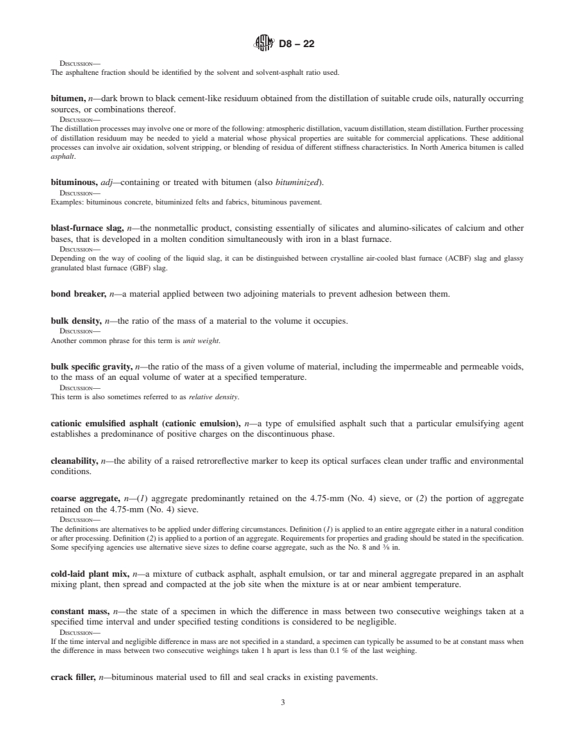 REDLINE ASTM D8-22 - Standard Terminology Relating to Materials for Roads and Pavements