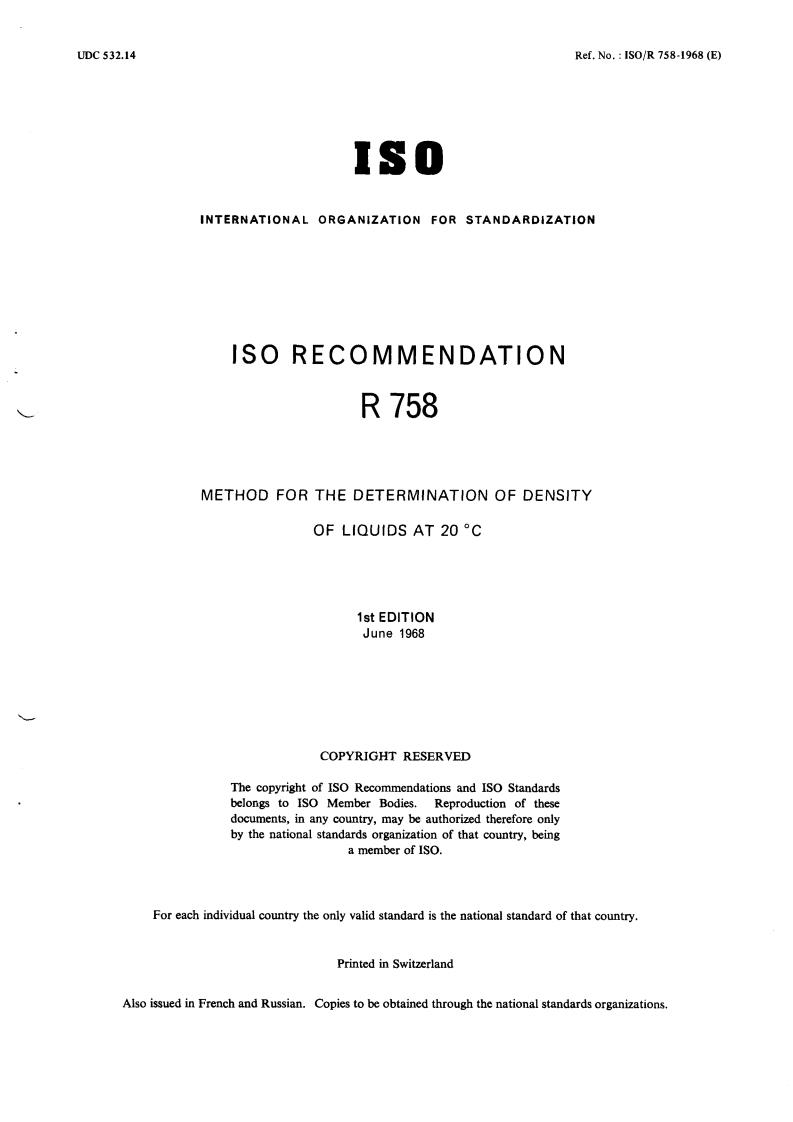 ISO/R 758:1968 - Title missing - Legacy paper document
Released:1/1/1968