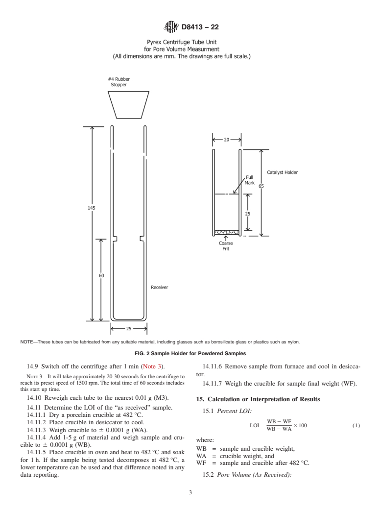 ASTM D8413-22 - Standard Guide for Measuring the Water Pore Volume of Catalytic Materials by Centrifuge